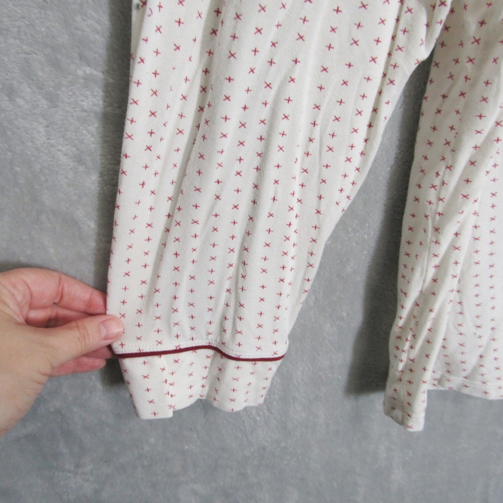 Eberjey Gisele Pajama Set Womens XL White Red Cross Print Modal Long Sleeve Pant - Picture 12 of 16